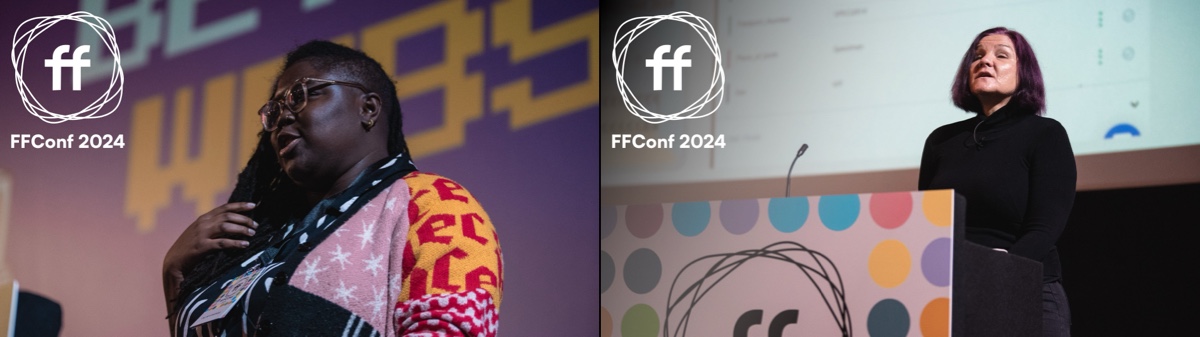 Olu and Léonie speaking at FFConf